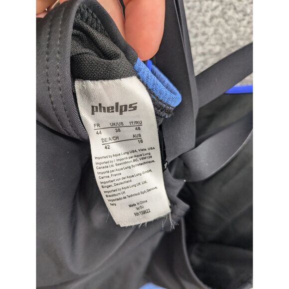 Phelps Training Women's One Piece Swimsuit Camilya Black Royal Blue sz 38 *NEW* - Picture 13 of 14